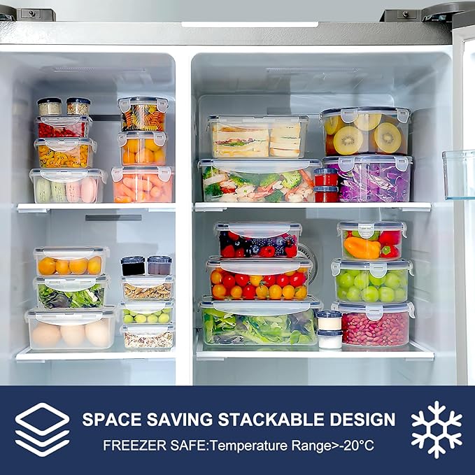 KITHELP 60-Piece Large Food Storage Containers Set - Leakproof, BPA-Free Plastic with Lids Airtight for Kitchen Storage and Organization Reusable with Labels Pen- Microwave Dishwasher Freezer Safe