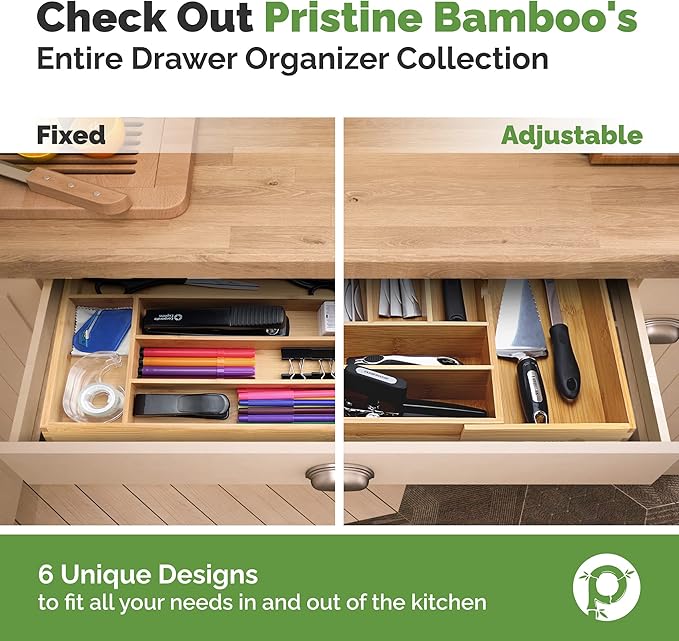 Pristine Bamboo Silverware Organizer, Silverware Tray for Drawer