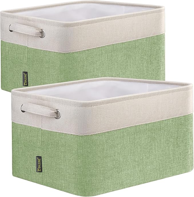 2 Pack Fabric Closet Storage Bins for Shelves, Green, 15''x11''x9.5''