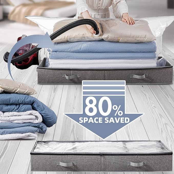 TAILI Under Bed Vacuum Storage Bags for Comforters and Blankets, Save 80% Space