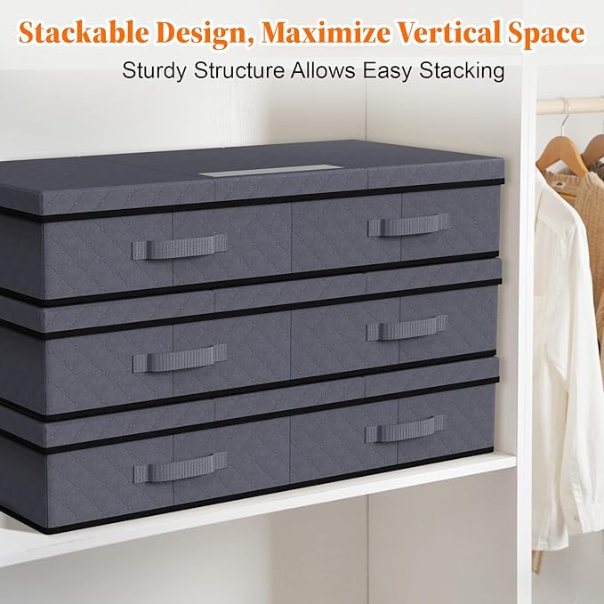 Under Bed Storage Containers with Lids, 3 Pack, Grey