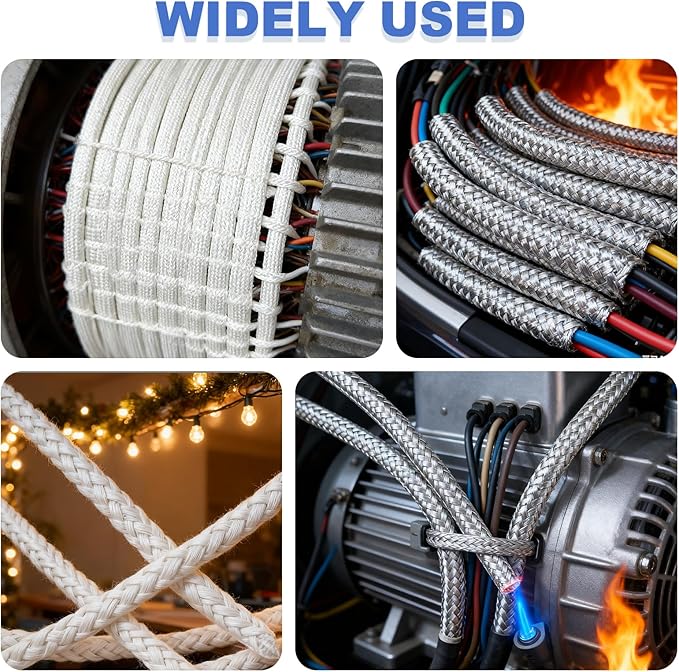 uxcell Insulation Cable Protector,55mm/2.17 Inch-2m/7 Feet High Temp Fiberglass Sleeve White