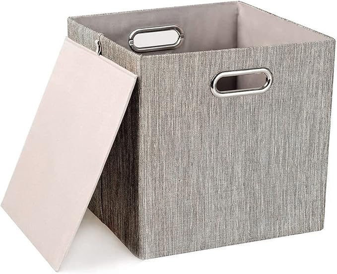 3X Thicker Fabric Storage Cubes 13 inch Collapsible Storage Bins, Coffee