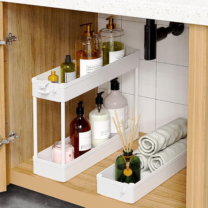 Slim Rolling Storage Cart, White