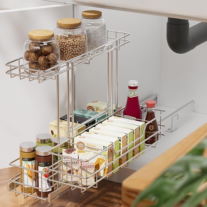 2 Tier Under Sink Organizer 11" W X18 D