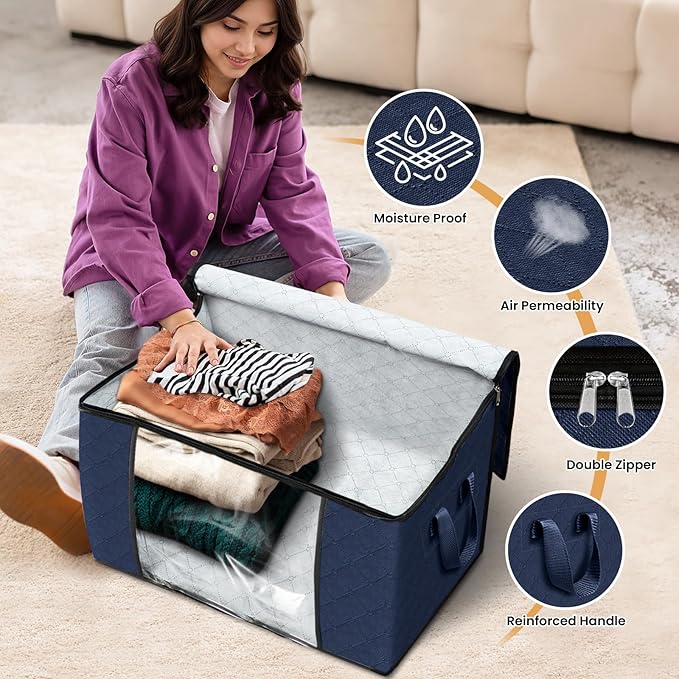 Fab totes 24 Gallons Clothes Storage, 6 Pack,Blue
