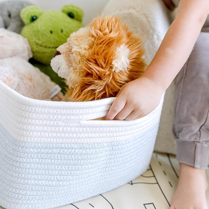 NaturalCozy Storage Baskets 16.8”x13”x7.6” Cotton Rope Woven Baskets for Organizing 3-Pack | Toy Storage Bins | Basket for Shelves, Laundry, Blanket