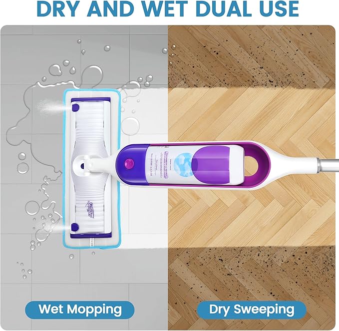 12 Pack Reusable Microfiber Mop Pads Compatible with Swiffer PowerMop, Machine Washable Replacement Pads for 13"-15" Spray Mop, Dry Wet Mopping Cloths Compatible with Multiple Floor Types
