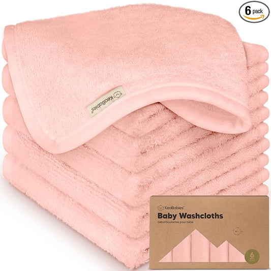 6-Pack Baby Washcloths – Soft Absorbent Viscose from Bamboo Washcloths for Face, Body, Baby Towels for Newborn, Kids, Toddlers, Infant,Gentle on Sensitive Skin,10x10 Reusable Face Towels(Blush Pink)