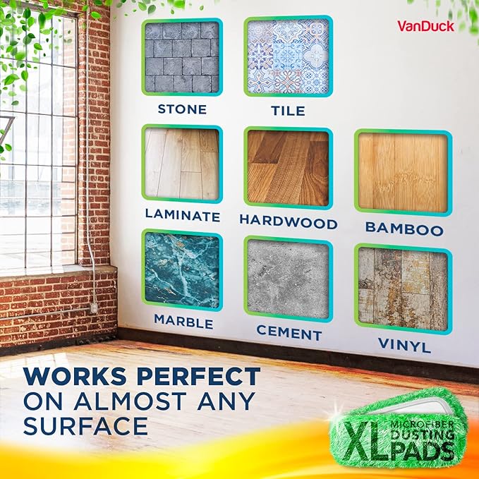 VanDuck XL Dust Mop Pads Compatible with Swiffer XL (4 Pack) - Extra Large Dry Pads Refills - Microfiber Covers Reusable Mop Heads (Handle is Not Included)