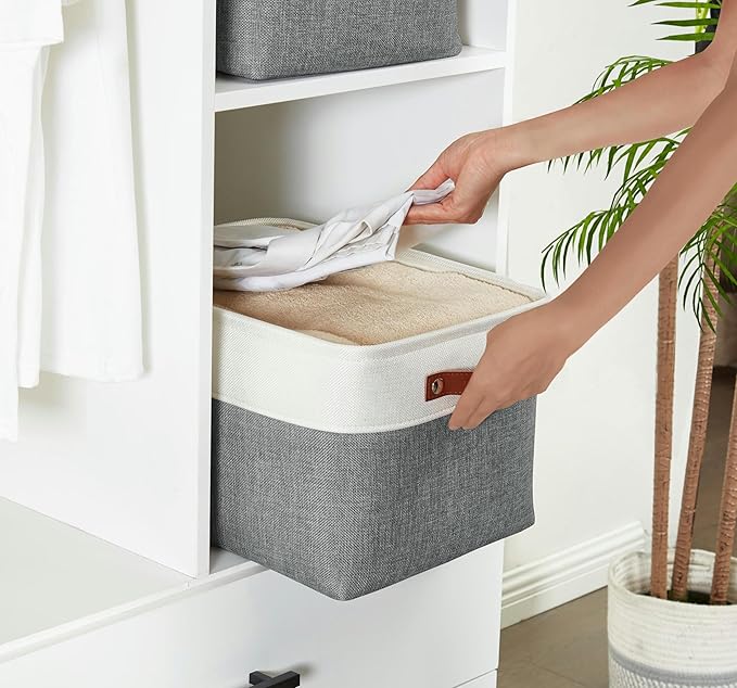 Storage Bins, Slate Grey & White, 4 Pack