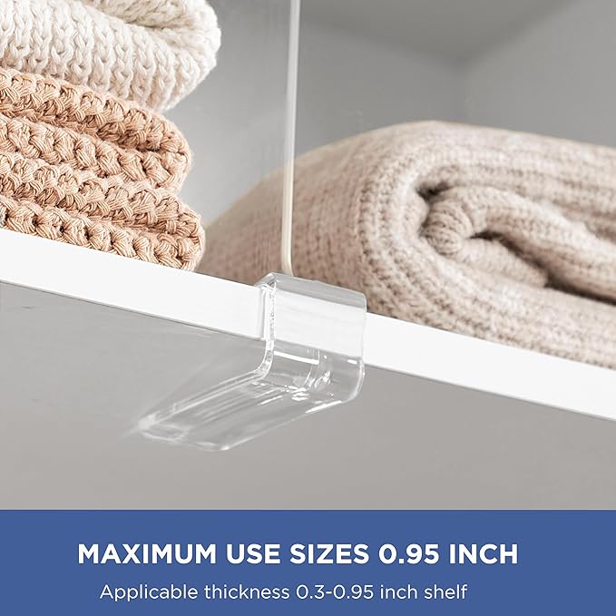 HBlife 4 Pack Closet Organizers and Storage, Clear Shelf Dividers, Vertical Purse Organizer for Closet Perfect for Sweater, Shirts, Handbags in Bedroom and Kitchen, Acrylic Bookshelf for Organization