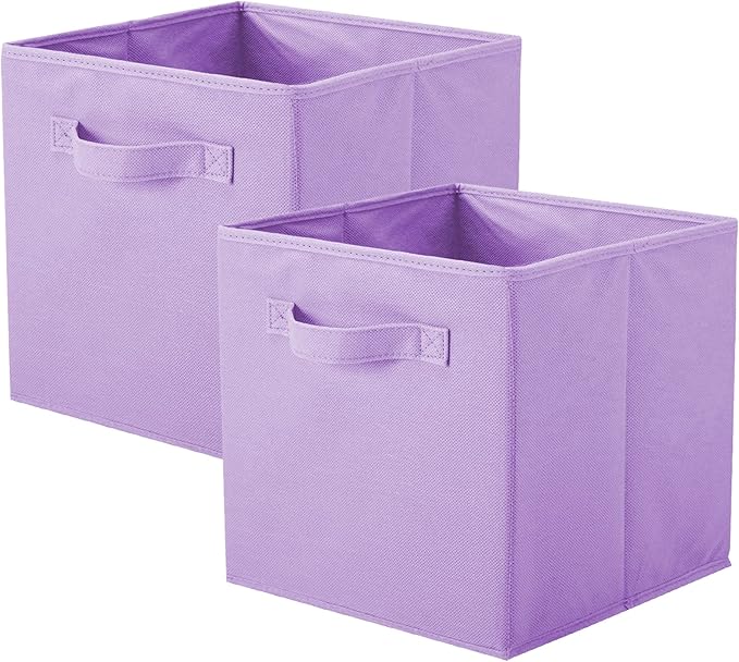 ShellKingdom Storage Bins, Foldable Fabric Storage Cubes And Cloth Organizer Drawer For Closet And Toys, 2 Pack (Lavender)