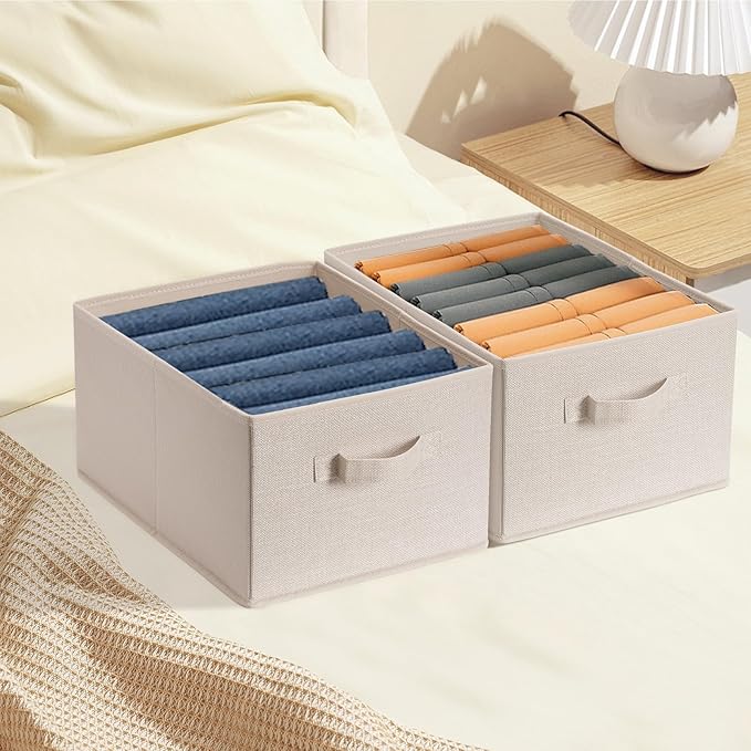 Clothings Collapsible Storage Bins, Flaxen, 15.4x11.4x7.9inch
