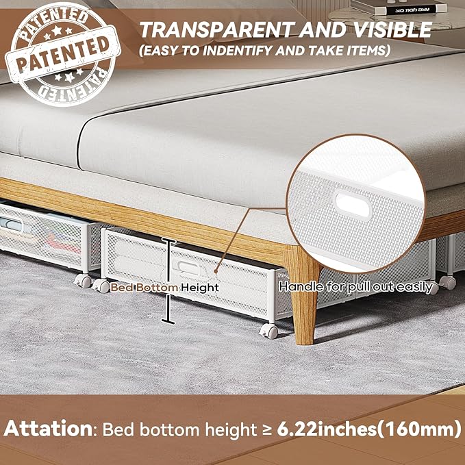Under Bed Storage, Under the Bed Storage Containers with Wheels, Under Bed Shoe Storage Organizer Drawer