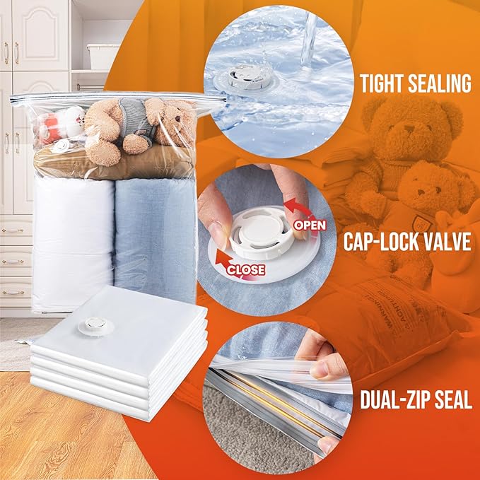 10 Pack Vacuum Storage Bags, Jumbo Vacuum Seal Bags for Clothing (40x31 Inch)