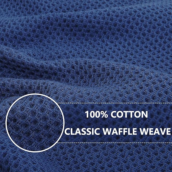 Homaxy 100% Cotton Waffle Weave Kitchen Dish Cloths, Ultra Soft Absorbent Quick Drying Dish Towels, 12 x 12 Inches, 18-Pack, Navy Blue