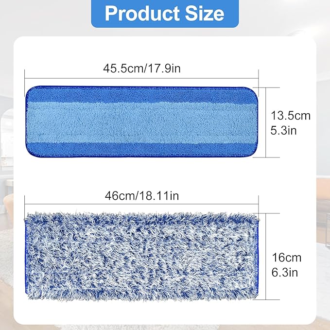 4 Pack Microfiber Cleaning Pad for Bona Mop Safe for Hardwood & Hard Surface Floors Dry Wet Floor Cleaning - Includes 2 Microfiber Cleaning Pad and 2 Dusting Pad - Microfiber Mop Pads for 18Inch Mop
