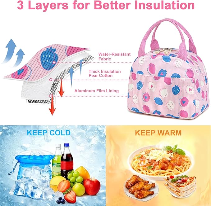 Bluboon Corduroy Lunch Bag - Large, Reusable Insulated Tote for Work/Picnic