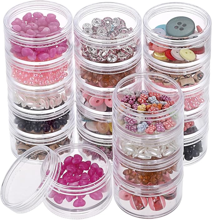 4 Set Stackable Cosmetic Containers with Screw Lids Plastic Sample Jars 30ml