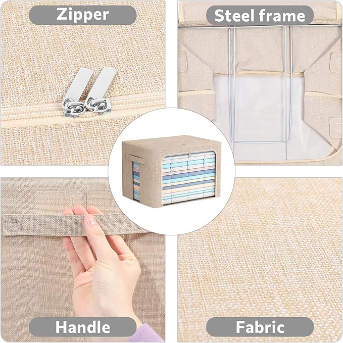 2 Pack Clear Window Storage Bins Foldable Fabric Storage Bins Boxes for Clothes