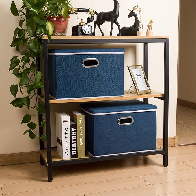 Large Collapsible Storage Bins with Lids [5-Pack] Fabric Foldable Storage Boxes