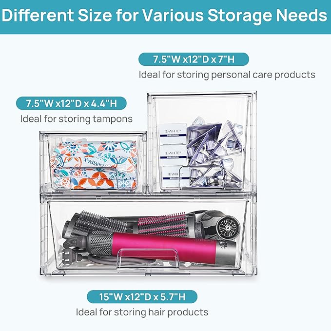 Clear Stackable Storage Drawers Set of 5