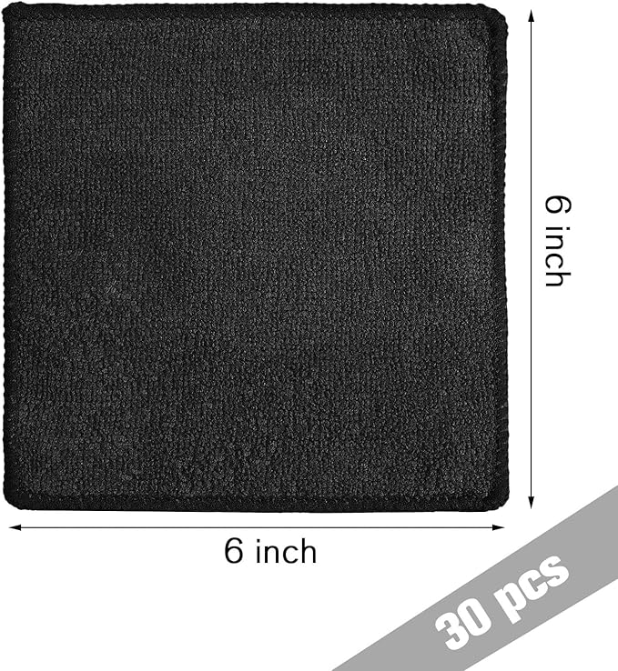 Tanlade Cleaning Cloth Dry Erase Cloth Cleaning Rags Reasonable Kitchen Towels Microfiber Towels Cars Wash(6 x 6 Inch,Black,30 Pcs)