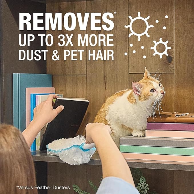 Bona High Performance Dusting System - 1 Compact Handle, 5 Disposable Dusters, & 1 Reusable Duster - Compact Dusting Kit Removes Dust & Pet Hair
