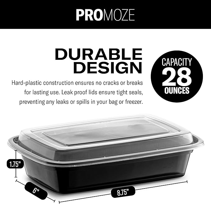 50-Pack Reusable Meal Prep Containers Microwave Safe Food Storage Containers with Lids, 28 oz