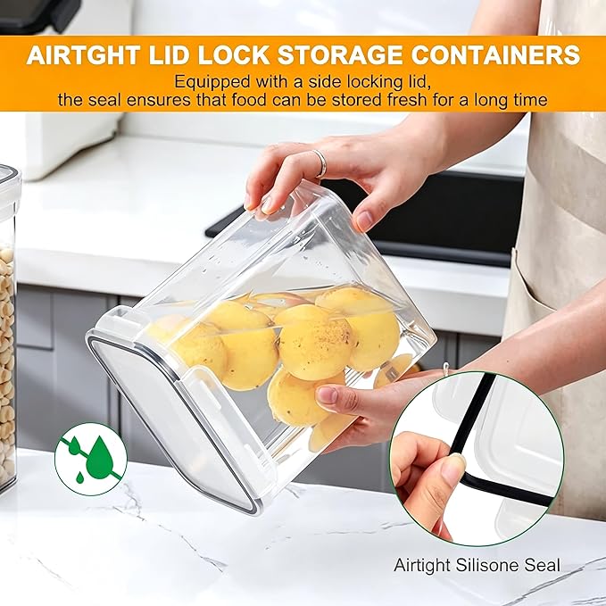 stusgo 28 Pack Airtight Food Storage Containers with Lids, BPA Free Clear Pantry Storage Container for Kitchen Food Pantry Organizers and Storage, Plastic Pantry Organiser for Cereal,Flour and Sugar