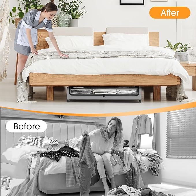 SpaceHacks Under Bed Storage (1 Pack) - Large Capacity Rolling Storage for Clothes & Blankets