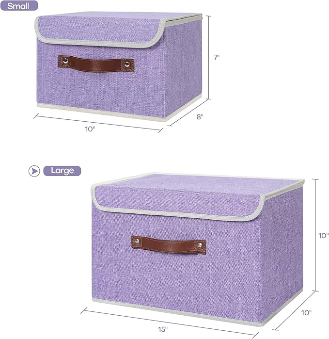 ANMINY 2 Storage Bins w/ Lid - Large Purple