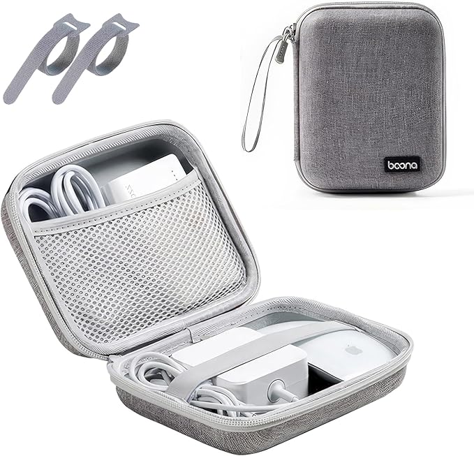 Small Travel Carrying Storage Case, 4.4"x4.4" Charger Organizer, Pouch compatible with MacBook Power Adapter, Laptop Accessories Cables, Cords, USB Drives, Earphones