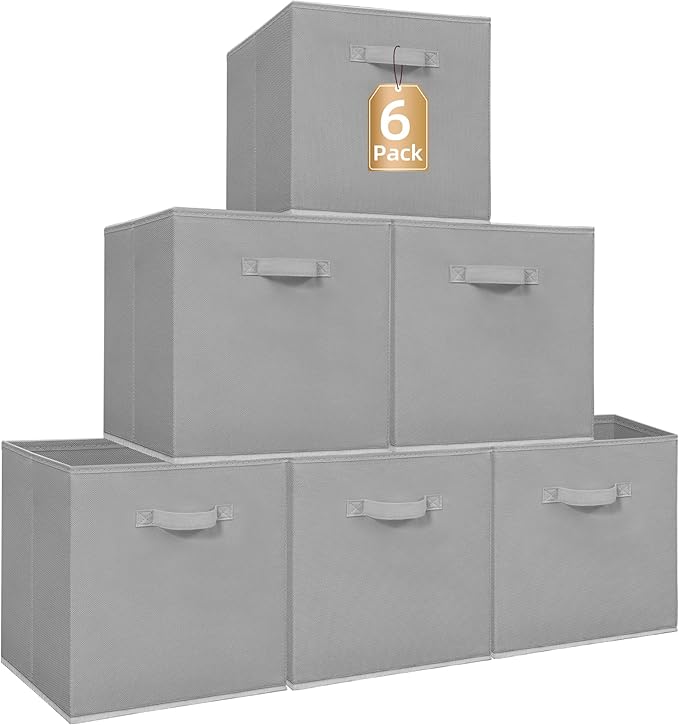STORAGE MANIAC Storage Cubes, 6-Pack Grey