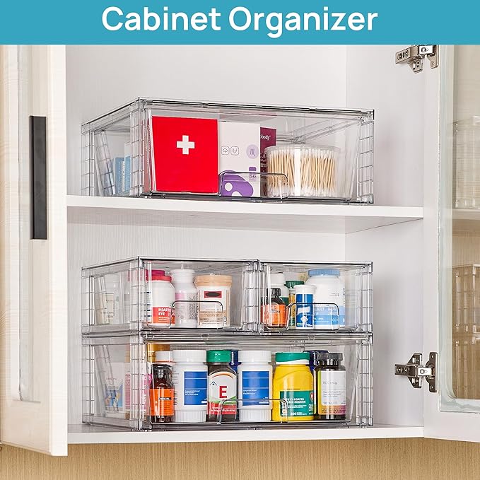 Clear Stackable Storage Drawers Set of 6