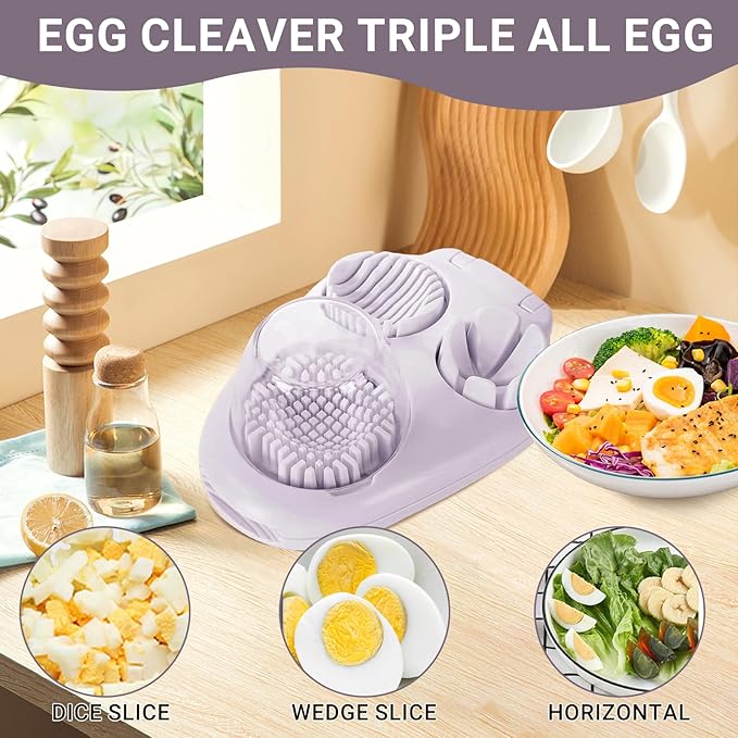 1 Pcs Heavy Duty Egg Slicer with 3 Cutting Modes, Stainless Steel Egg Cutter for Hard Boiled Eggs, Strawberry, Grape, Mushroom, Kitchen Dicer Tool, Send Goods From Local Warehouse
