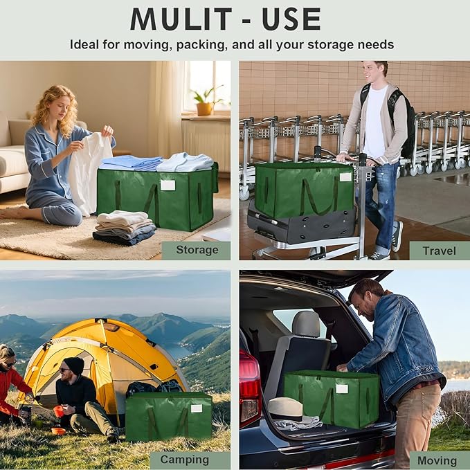 12 Pack-Extra Large Heavy Duty Moving Bags, Olive green