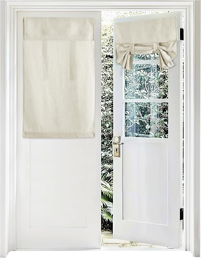 RYB HOME Short Faux Linen Blended Window Curtains for Bedroom - Light Filtering Small Window Draperies Privacy for Kitchen Dinning Home,1 Panel