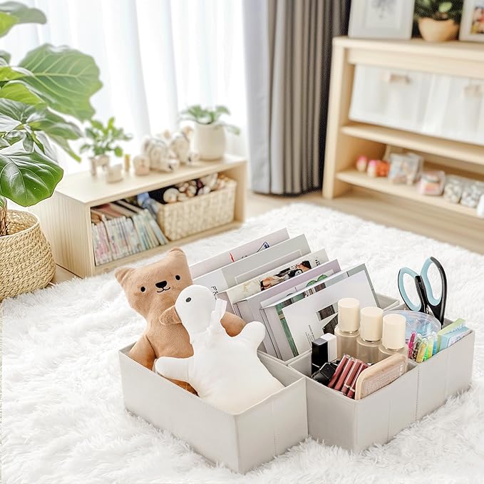 Drawer Organizer Clothes, 10 Pack Dresser Organizer for Baby Clothes, Oatmeal
