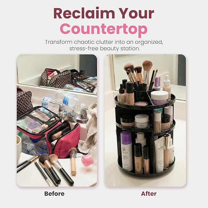 360 Rotating Makeup Organizer, Black