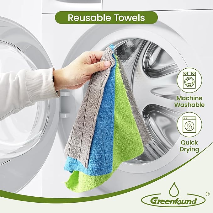 Greenfound Microfiber Cleaning Cloth Roll -80 Pack,Tear Away Microfiber Towels for Car,Reusable Paper Towels Washable,Absorbent,Lint Free Cleaning Rags for House,Kitchen,Window-11.5"×11.5"(Wave Green)
