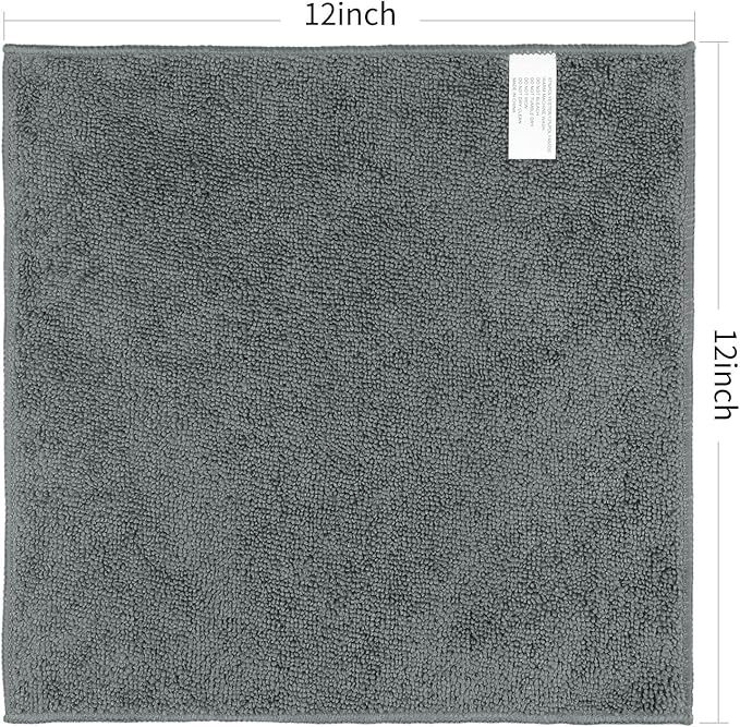 Orighty Washcloths Bulk Towel Sets 50 Pack, Highly Absorbent and Super Soft Microfiber Fingertip Towels, Multi-Purpose Wash Cloths for Bathroom, Hotel, Gym, and SPA, 12x12 Inch, Grey