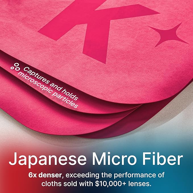 Koala Lens Cleaning Cloth | Japanese Microfiber | Glasses Cleaning Cloths | Eyeglass Lens Cleaner | Eyeglasses, Camera, VR/AR Headset, and Screen Cleaner | Pink & Orange (Pack of 12)