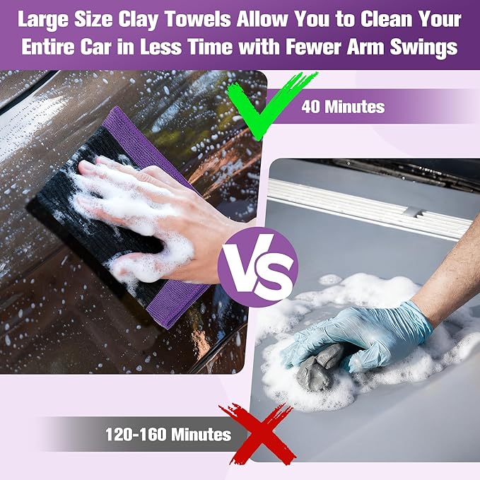 Clay Towel 12 x 12 Inch, Purple Clay Bar Towel for Auto Detailing Microfiber Car Cloth Cleaner Automotive for Car Detailing