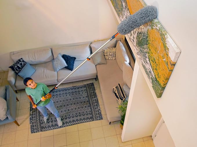 20 Foot High Ceiling Duster Kit and Scrub Brush with 4-12 ft Extension Pole // Telescoping Duster