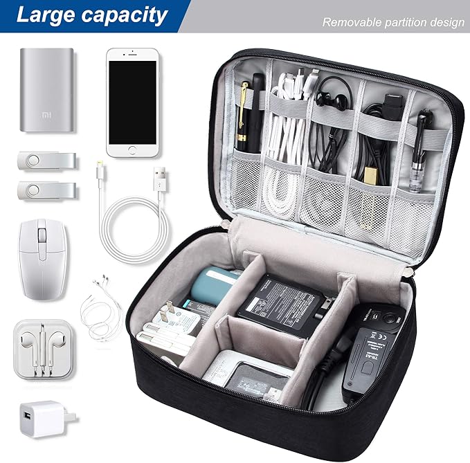 SELLYFELLY Electronics Organizer Travel Universal Cable Organizer Bag Waterproof Electronics Accessories Storage Cases for Cable, Charger, Phone, USB, SD Card, Hard Drives, Power Bank, Cords