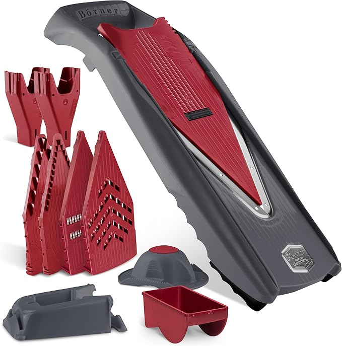 Börner by Reston Lloyd Mandoline Slicer Vital (Professional Set) • V-Slicer with 10 Cutting Styles & Safety Food Holder • Adjustable Kitchen Slicer & Dressing Function
