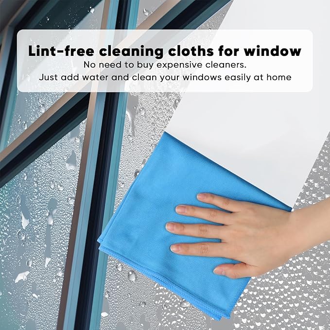 HOMEXCEL Microfiber Glass Cleaning Cloths 6 PK, Lint Free Streak Free, Reusable Microfiber Magic Cleaning Cloth for Cleaning Windows, Glasses, Mirrors