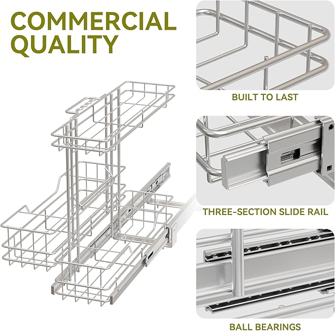 2 Tier Under Sink Organizer 11" W X18 D